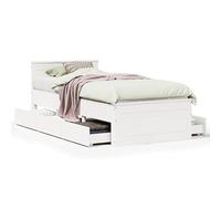 Eleganz Letto in legno massiccio, 90 x 200 cm, bianco con testiera, struttura in legno resistente, per camera da letto, effetto naturale e superficie stabile, ideale per un sonno riposante