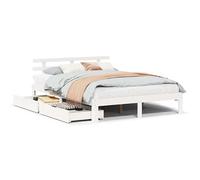 Eleganz Letto in legno massiccio con cassetti bianco 160 x 200 cm - Elegante letto con spazio per piccoli spazi | Durevole e naturale | Soluzione perfetta per il sonno