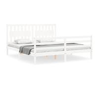 Eleganz Letto in legno massiccio con testiera in bianco - Moderno telaio in legno solido per camera da letto, durevole e stabile - Soluzione perfetta per un sonno riposante