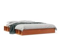 Eleganz Letto in legno massiccio di pino 135 x 190 cm - marrone cera, robusto lettino per bambini o ragazzi per piccoli spazi, legno naturale durevole per un sonno riposante