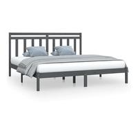 Eleganz Letto in legno massiccio, grigio, 200 x 200 cm, con telaio stabile, durevole e moderno, ideale per adulti, grande letto matrimoniale per un sonno riposante
