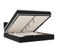 Eleganz Letto ottomano con illuminazione e materasso 160 x 200 cm - Moderno letto per camera da letto in ecopelle nera salvaspazio con spazio per piccoli spazi