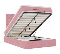 Eleganz Letto Ottomano con Materassi & S Rosa 120x200 cm Velluto - Lusso Letto con Illuminazione per Camera da Letto Salvaspazio ed Elegante per Piccoli Stanze
