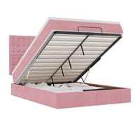 Eleganz Letto Ottomano con Materassi & S Rosa 140x190 cm Velluto - Letto moderno con illuminazione per camera da letto, spazio e atmosfera accogliente
