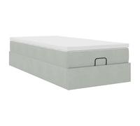Eleganz Letto ottomano con materasso 80 x 200 cm grigio chiaro velluto - Letto salvaspazio con spazio per piccoli spazi, comoda superficie di sonno