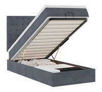 Eleganz Letto ottomano con materasso e illuminazione, 100 x 200 cm, design moderno in velluto per camera da letto, salvaspazio, con spazio di archiviazione