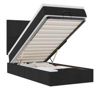 Eleganz Letto ottomano con materasso & S - 90 x 190 cm tessuto - Letto salvaspazio con illuminazione per piccoli spazi - Design moderno per dormire in nero