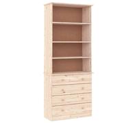 Eleganz Libreria con cassetti ALTA 77 x 35 x 186,5 cm, legno di pino massiccio, non trattato, stabile sistema di scaffalatura per soggiorno, ufficio, design naturale, durevole