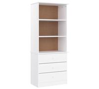Eleganz Libreria con cassetti ALTA bianco, 60 x 35 x 142 cm, in legno di pino massiccio, sistema di scaffalatura stabile per soggiorno, ufficio o cameretta dei bambini, salvaspazio e durevole