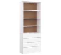 Eleganz Libreria con cassetti ALTA bianco, 77 x 35 x 186,5 cm, sistema di scaffalatura in legno di pino massiccio, per soggiorno e ufficio, soluzione di archiviazione stabile