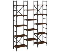 Eleganz Libreria marrone effetto rovere 127,5 x 28,5 x 172,5 cm, materiale in legno e acciaio verniciato a polvere, stabile sistema di scaffalatura per soggiorno e ufficio, salvaspazio e durevole