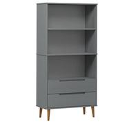 Eleganz Libreria MOLDE grigio, 85 x 35 x 170,5 cm, in legno di pino massiccio con verniciatura UV, sistema di scaffalatura durevole per soggiorno, ufficio o cameretta dei bambini