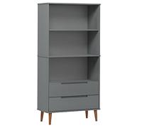 Eleganz Libreria MOLDE grigio, 85 x 35 x 170,5 cm, in legno di pino massiccio con verniciatura UV, sistema di scaffalatura durevole per soggiorno, ufficio o cameretta dei bambini