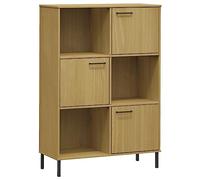 Eleganz Libreria Oslo in legno massello di pino e gambe in metallo marrone, 90 x 35 x 128,5 cm, stabile sistema di scaffalatura per soggiorno, ufficio e altro ancora
