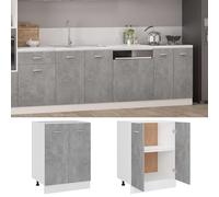 Eleganz Lione, mobiletto da cucina, 60 x 46 x 81,5 cm, in materiale di legno, per cucine moderne, durevole e salvaspazio, grigio cemento