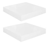 Eleganz Mensole da parete, 2 pezzi, colore bianco lucido, 23 x 23,5 x 3,8 cm, in MDF a nido d'ape e metallo, design moderno per piccoli spazi, durevoli e facili da montare