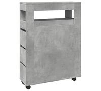 Eleganz Mobile da bagno sottile con ruote per soggiorno - grigio cemento legno - salvaspazio e mobile - ideale per piccoli spazi