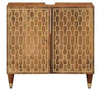 Eleganz Mobile sottolavabo in legno di mango massiccio, 62 x 33 x 58 cm, set di mobili da bagno con finitura marrone miele e rinforzo in ferro, elegante e durevole per il bagno moderno