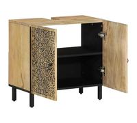 Eleganz Mobile sottolavabo in legno massello mango, 62 x 33 x 58 cm, set di mobili da bagno con finitura naturale e rinforzo in ferro, elegante e durevole per bagni moderni