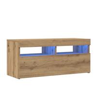 Eleganz Mobile TV con luci a LED, rovere artisano, 90 x 35 x 40 cm, in legno, stile moderno, per soggiorno, salvaspazio e durevole