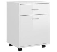 Eleganz Mobiletto a rotelle bianco lucido, 45 x 38 x 54 cm, in legno - Moderno mobile da soggiorno per piccoli spazi, elegante e salvaspazio