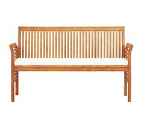 Eleganz Panchina da giardino a 3 posti, con cuscino, 150 cm, in legno massello di acacia trattato con olio, durevole ed elegante per terrazza e giardino