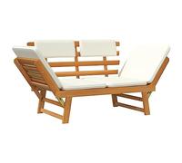 Eleganz Panchina da giardino con cuscino, 2 in 1, 190 cm, in legno massello di acacia, resistente, con finitura a olio e rivestimento in 100% poliestere, per terrazza e giardino