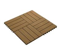 Eleganz Piastrelle per terrazze in WPC, 11 pezzi, 30 x 30 cm (1 mq), in colore teak, resistente materiale composito in legno e plastica, per terrazze e balconi, facili da pulire e resistente alle