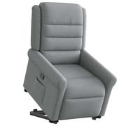 Eleganz Poltrona relax con supporto per alzarsi in tessuto grigio chiaro, comoda poltrona ottomana per soggiorno e camera da letto, supporto ergonomico per anziani, rivestimento in tessuto grigio
