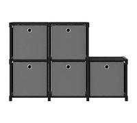 Eleganz Scaffale a cubo con 5 scatole, nero, 103 x 30 x 72,5 cm, in tessuto, per soggiorno e camera da letto, telaio in acciaio e 100% poliestere, salvaspazio ed elegante