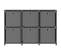Eleganz Scaffale a cubo con 6 scatole grigio, 103 x 30 x 72,5 cm, moderno sistema di scaffalatura in acciaio e tessuto (100% poliestere), soluzione stabile per soggiorno, ufficio o cameretta dei