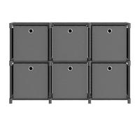 Eleganz Scaffale a cubo con 6 scatole, grigio, 103 x 30 x 72,5 cm, per soggiorno e ufficio, robusta struttura in acciaio e 100% poliestere, salvaspazio e versatile