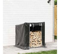 Eleganz Scaffale per legna da ardere con parapioggia, 100,5 x 100,5 x 110,5 cm, in acciaio zincato, durevole e resistente alle intemperie, ideale per camini e giardini