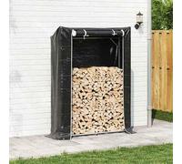 Eleganz Scaffale per legna da ardere in acciaio zincato, 150 x 40 x 200 cm, con parapioggia, resistente alle intemperie e stabile per legna da ardere, terrazza o giardino, ideale per sottogruppi in