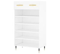 Eleganz Scarpiera bianca, 60 x 35 x 105 cm, moderna scarpiera in materiale legno, ferro e lega di alluminio, per soggiorno, soluzione stabile per scarpe, salvaspazio e durevole