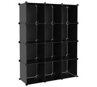Eleganz Scarpiera con 12 cubi, sistema di scaffalatura modulare per l'organizzazione delle scarpe, salvaspazio e stabile, ideale per armadi e ingresso, nero PP