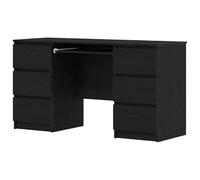 Eleganz Scrivania in legno effetto quercia, 140 x 50 x 76 cm, con spazio di archiviazione, pratica postazione di lavoro per ufficio, colore nero e durevole