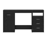 Eleganz Scrivania in legno, set da 2 pezzi, colore nero, effetto rovere, 140 x 50 x 76 cm, posto di lavoro in grande ufficio, durevole e salvaspazio