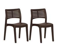 Eleganz Sedia da giardino impilabile, 2 pezzi, in polipropilene moka, impilabile, resistente alle intemperie, con braccioli per terrazza, balcone, terrazza, piscina, ristoranti, resistente alle