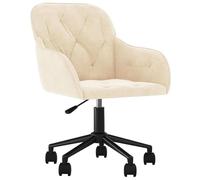 Eleganz Sedia da ufficio girevole in velluto crema - Sedia da scrivania di alta qualità con rotazione a 360° e imbottitura morbida per una seduta ergonomica in ufficio o in ufficio