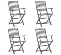 Eleganz Sedie da giardino pieghevoli, 4 pezzi, con seduta in legno massello di acacia, durevoli e pratiche, per balcone, terrazza e giardino