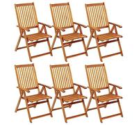 Eleganz Sedie da giardino pieghevoli, 6 pezzi, con cuscini in legno di acacia, durevoli e pratiche, per terrazze, balconi e giardini, ideali per famiglie e feste all'aperto