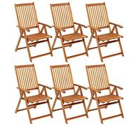 Eleganz Sedie da giardino pieghevoli, 6 pezzi, con cuscini in legno massello di acacia, durevoli e pratiche, per terrazze, balconi o giardini, ideali per famiglie e ospiti