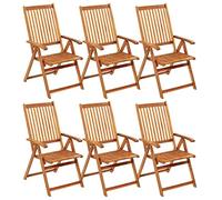Eleganz Sedie da giardino pieghevoli, 6 pezzi, con cuscini in legno massello di acacia, durevoli e pratiche, per terrazze, balconi e giardini, salvaspazio e confortevoli