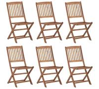 Eleganz Sedie da giardino pieghevoli, 6 pezzi, con cuscino in legno massello di acacia, durevoli e pratiche, per terrazza, balcone o giardino