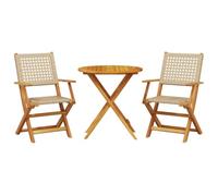 Eleganz Set da 3 pezzi in legno massello di acacia e polyrattan, trattato con olio, perfetto per giardino, terrazza o balcone, durevole ed elegante