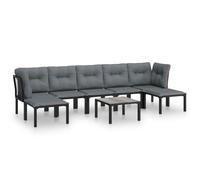 Eleganz Set da giardino da 8 pezzi, nero e grigio, in polyrattan, moderni mobili da esterno per terrazza e balcone, resistente alle intemperie e facile da pulire