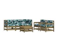 Eleganz Set da giardino in legno di pino impregnato in autoclave, 6 pezzi, con cuscino, durevole e facile da pulire, per terrazza e giardino