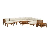 Eleganz Set da giardino in legno massello di acacia con cuscino crema, 12 pezzi