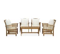 Eleganz Set da giardino in legno massiccio di acacia, trattato con olio per mobili da giardino durevoli, perfetto per terrazza e giardino, design elegante e robusto